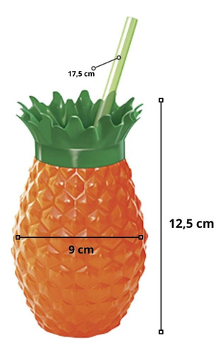 10 Copos Decorativo Canudo Lembrancinha Moana Tropical 300ml Cor Abacaxi