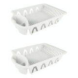 Set X 2 Escurridor Secaplatos Plastico Cubiertos Seca Platos