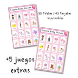 Kit Imprimible Loteria Baby Shower 50 Tablas Formato Pdf