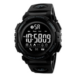 Reloj Hombre Skmei 1303 Bluetooth Pedometro Alarma Digital Malla Negro Bisel Negro Fondo Negro