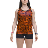 Camiseta Regata Beach Tennis Animal Print Tiger Listrado