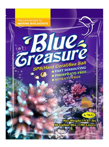 Sal Blue Treasure Sps 6,7kg Aquário Marinho Faz 200l