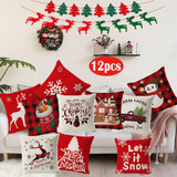 12 Pcs/set Decoración Del Hogar Funda De Cojín De Navidad