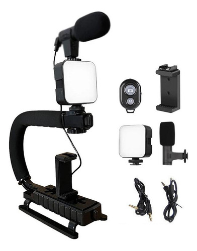Kit Estabilizador Soporte Audio Video Camara Y Celular Negro