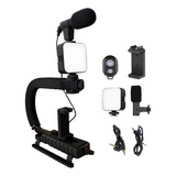 Kit Estabilizador Soporte Audio Video Camara Y Celular Negro
