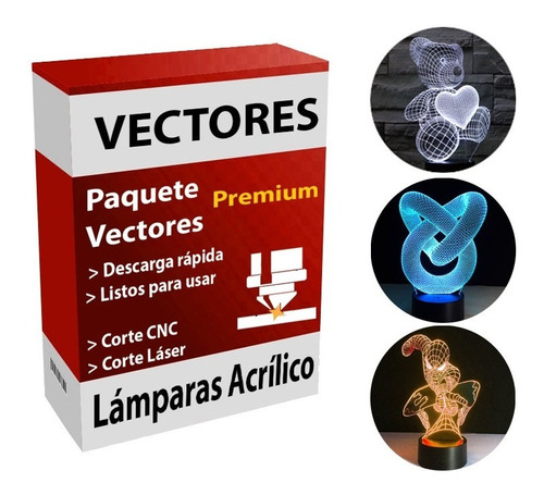 Vectores Lamparas 3d Pack Para Corte Láser Led Acrilico Co2