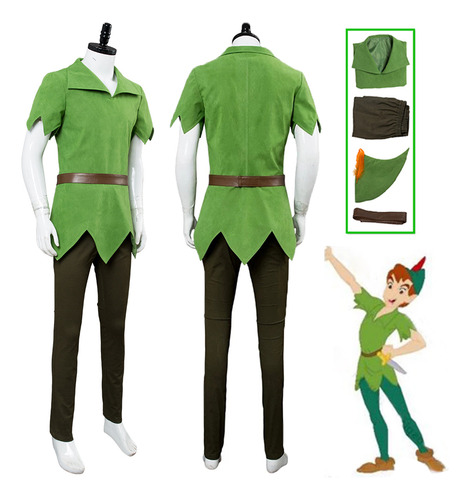 Fantasia Masculina Adulta De Peter Pan, Vestido Verde Extrav
