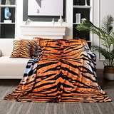 Manta Estampado De Tigre 50'x60' 2 Fundas De Almohada