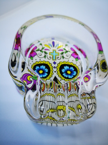 Cenicero Calavera Vidrio Importados Colores Diferentes 