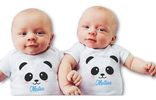 Pañaleros Gemelos Panda Personalizado Algodon 2 Pzas 0a24m