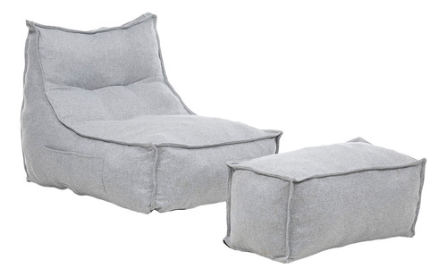 Sillón Pouf Con Apoya Piés Gris / Sillón Relan