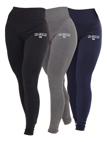 Kit 3 Calça Legging Los Angeles Premium Academia Fitness