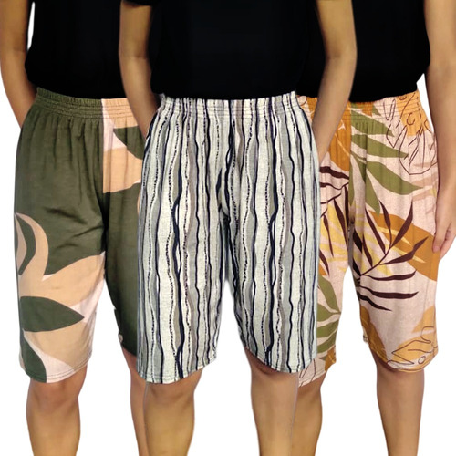 Kit 3 Bermudas Soltinhas Elástico Viscolycra - Pp Plus Size