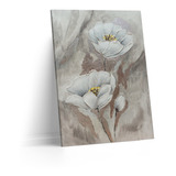 Cuadro Lienzo Canvas 60x80cm Flores Blancas Pitada Tipo Oleo