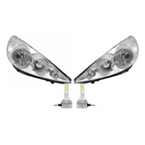 Juego Optica Delantera Peugeot 207 2008 2009 2010 + Cree Led