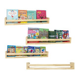 4 Prateleiras Livro Infantil Montessori Em Pinus - 90cm
