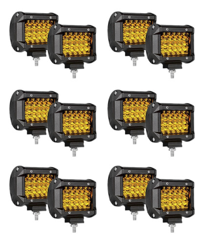 12pz Faros 24 Led Auxiliar Dually Con Fija 4x4 72w Ambar