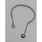 Pulsera Semirrígida Metal Plateado Marca Nk Broche Corazón