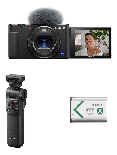 Camara Sony Zv1 Vlog 4k (negra) + Grip Bluetooth + 1 Batería