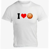 Camiseta Infantil Estampa Esporte I Love Basquete 01