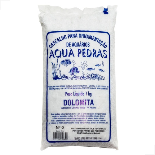 Substrato Para Aquário Cascalho Dolomita Branco Nº 0 1kg