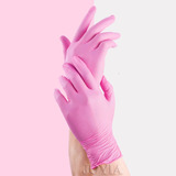 100pcs Guantes Desechables Rojo Rosa Sin Látex Mujer Mujer M