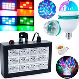 Strobo Rítmico 12 Leds Rgb Luz Iluminação Festa + Lâmpada