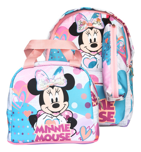 Set Escolar Minnie / Mickey  Maleta + Lonchera + Cartuchera