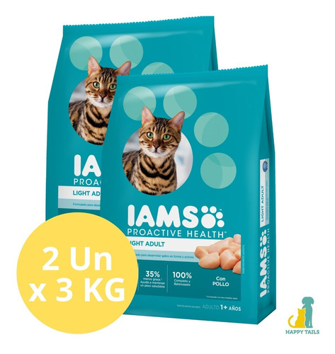 Iams Cat Light 2 X 3 Kg (6kg Totales) - Happy Tails