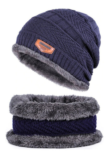 Touca Masculina Gorro E Cachecol De Lã Acrílica Para Frio