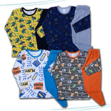 Kit Lote 4 Pijamas Menino Infantil Juvenil Inverno Atacado