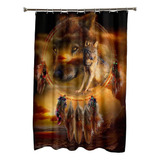 Cortina De Ducha Impermeable Y Lavable Wolf Dreamcatcher