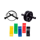 Kit Set Soga Saltar Banda Elástica Rueda Abdominales Fitness