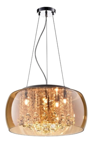 Luminaria Lustre Pendente Soho Cristal Vidro Ambar 40 Bella