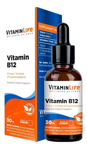 Vitamin B12 (12 Mcg / 14 Drops / 30ml) - Vitamin Life Sabor Sin Sabor