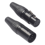 Par De Conectores De Cable De Audio Xlr Macho A Hembra Negro