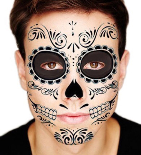 Tatuaje Para Cara, Día De Muertos, Halloween, Disfraz