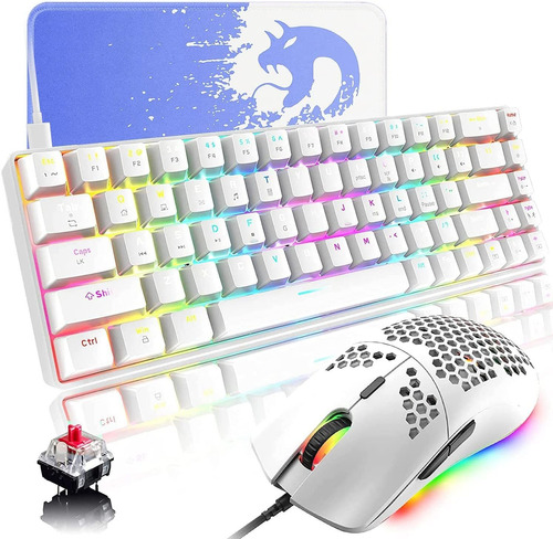 Teclado Y Mouse 60% Mecánico Para Juegos Y Mouse, Retr Fr32w