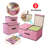 Cajas Organizadoras Ropa De Tela Plegables Con Tapas 3 Pzs