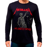 Camiseta Manga Longa Rock Metálica Justice For All 
