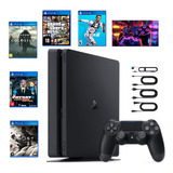 Console Playstation 4 Slim 1tb Standard 1 Controle + 2 Jogos + Quadro Decorativo