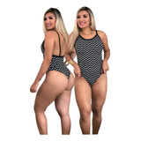 Biquini Maio Feminino Praia Body Maio Praia Zig Zag Preto