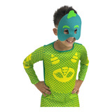 Roupa Fantasia Do Lagartixo Pj Masks Longa Mascara E.v.a