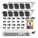 Kit Video Vigilancia Epcom 10 Cámaras  1080p Baluns 2tb
