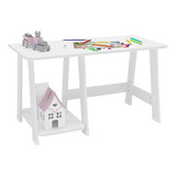 Mesa Infantil 1 Prateleira Politorno Skye Branco