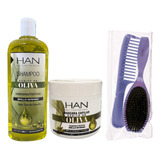 Han Shampoo+ Mascara Oliva Antifrizz + Kit Peine