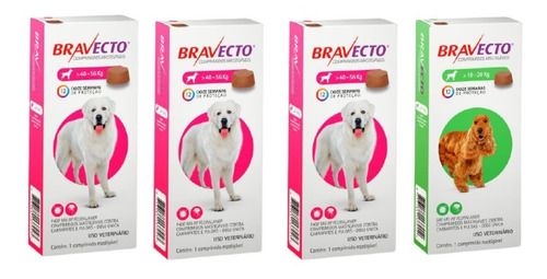 3 Bravecto (40 A 56kg) + 1 Bravecto  (10 A 20kg)