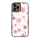 Funda Celular Navidad Navideña Copos De Nieve Rojos Beige