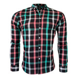 Camisa Manga Larga Cuadros Hombre Slim Fit Caballero