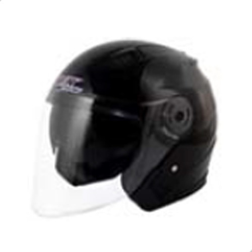 Casco 3/4 Dot Doble Mica Modelo Euporeo Negro Brillo Talla M